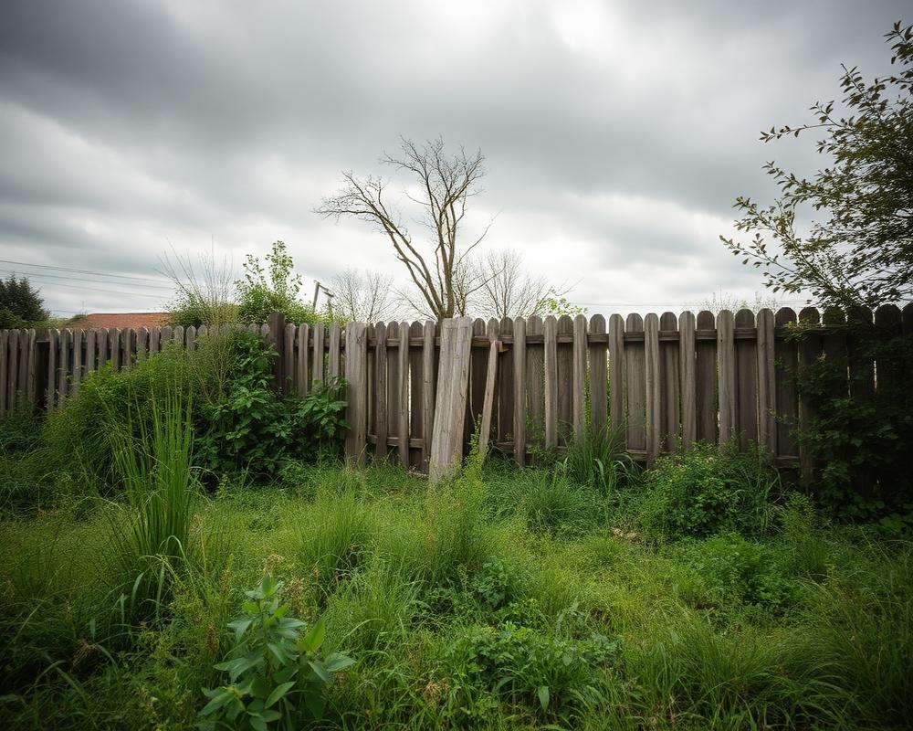 Overgrown yard before